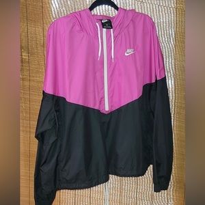 Nike pink/black licorice half zip windbreaker unisex